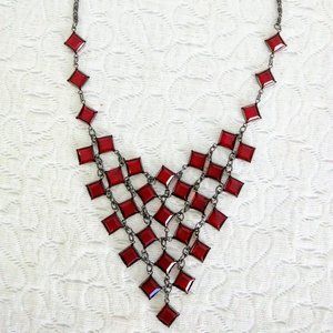 NECKLACE - Genuine Red Crystal in Rhodium!